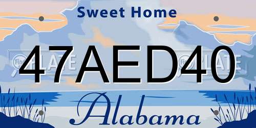 47AED40 Alabama License Plate