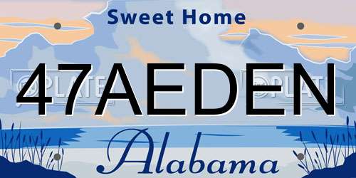 47AEDEN Alabama License Plate