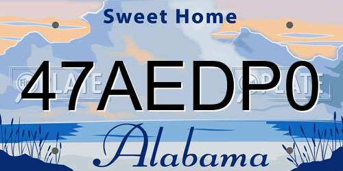 47AEDP0 Alabama License Plate