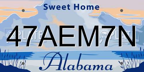 47AEM7N Alabama License Plate