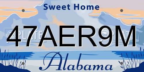 47AER9M Alabama License Plate