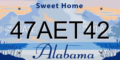 47AET42 Alabama License Plate