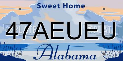 47AEUEU Alabama License Plate