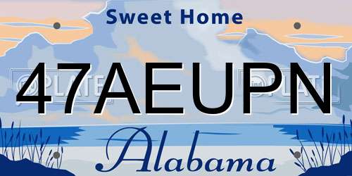 47AEUPN Alabama License Plate