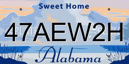 47AEW2H Alabama License Plate