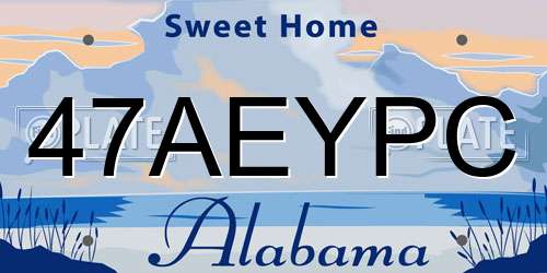 47AEYPC Alabama License Plate
