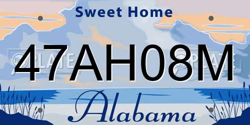 47AH08M Alabama License Plate