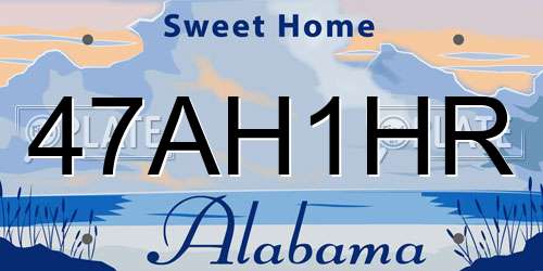 47AH1HR Alabama License Plate