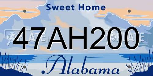 47AH200 Alabama License Plate
