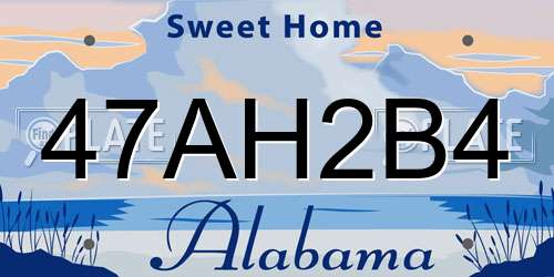 47AH2B4 Alabama License Plate