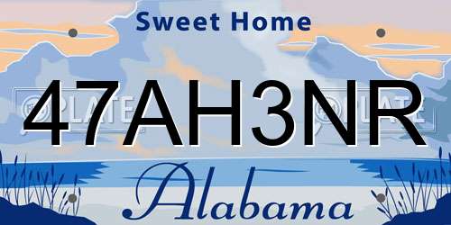 47AH3NR Alabama License Plate