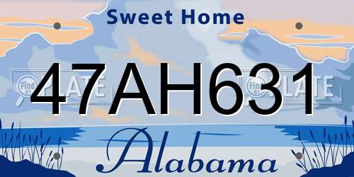 47AH631 Alabama License Plate