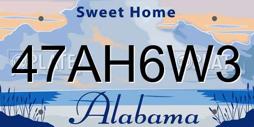 47AH6W3 Alabama License Plate
