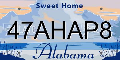 47AHAP8 Alabama License Plate