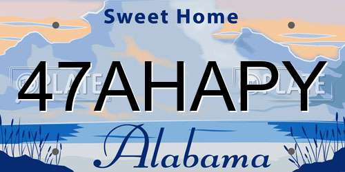 47AHAPY Alabama License Plate