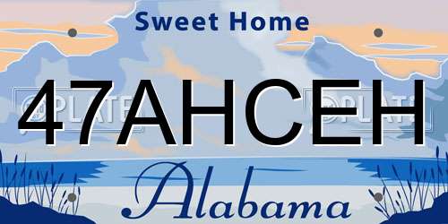 47AHCEH Alabama License Plate