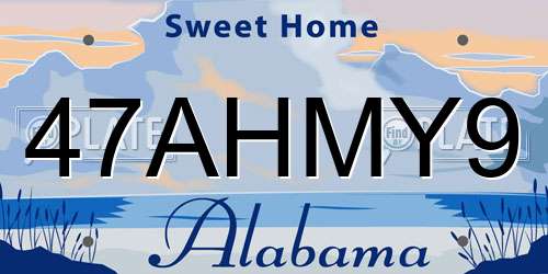 47AHMY9 Alabama License Plate