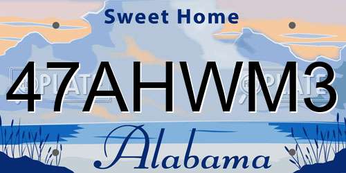 47AHWM3 Alabama License Plate