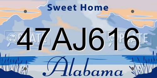 47AJ616 Alabama License Plate