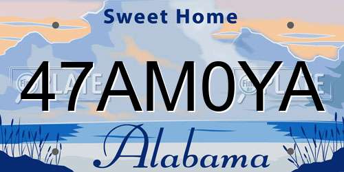 47AM0YA Alabama License Plate