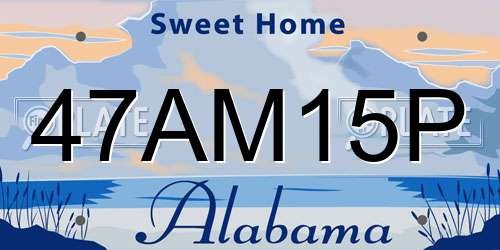47AM15P Alabama License Plate