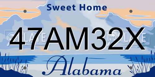 47AM32X Alabama License Plate