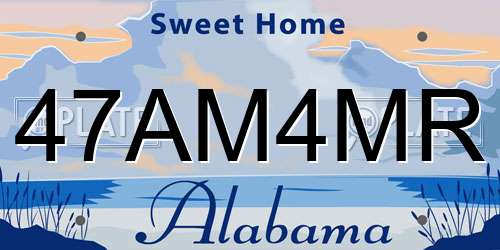 47AM4MR Alabama License Plate
