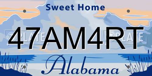 47AM4RT Alabama License Plate