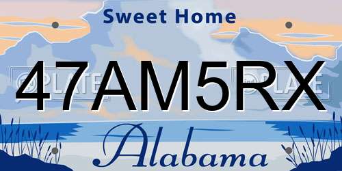 47AM5RX Alabama License Plate