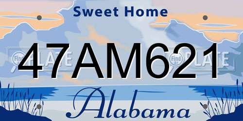 47AM621 Alabama License Plate