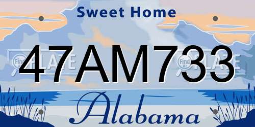 47AM733 Alabama License Plate