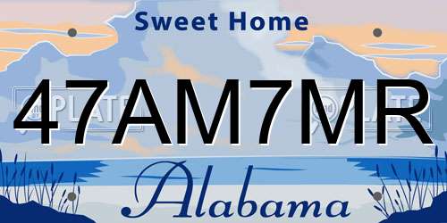 47AM7MR Alabama License Plate