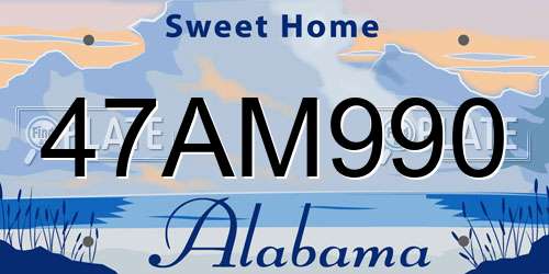 47AM990 Alabama License Plate