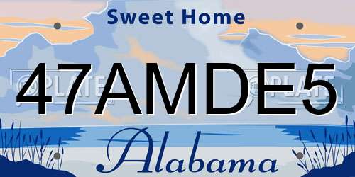 47AMDE5 Alabama License Plate