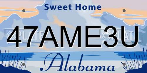 47AME3U Alabama License Plate