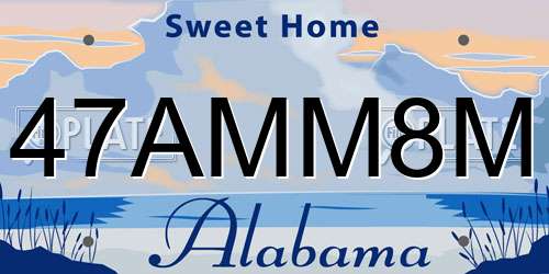 47AMM8M Alabama License Plate