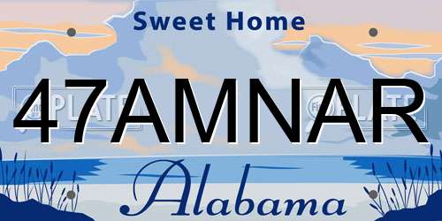 47AMNAR Alabama License Plate