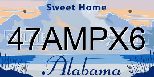 47AMPX6 Alabama License Plate