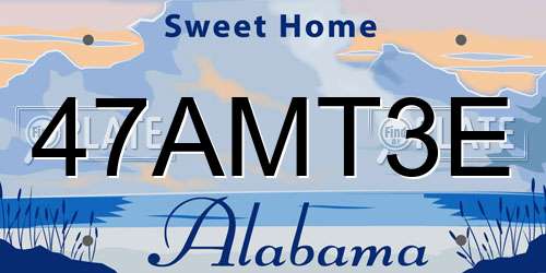 47AMT3E Alabama License Plate