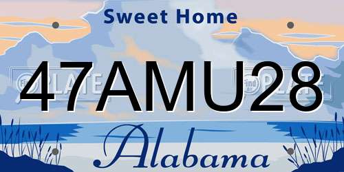 47AMU28 Alabama License Plate