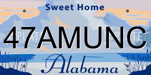 47AMUNC Alabama License Plate