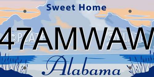 47AMWAW Alabama License Plate