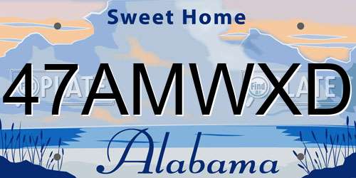 47AMWXD Alabama License Plate
