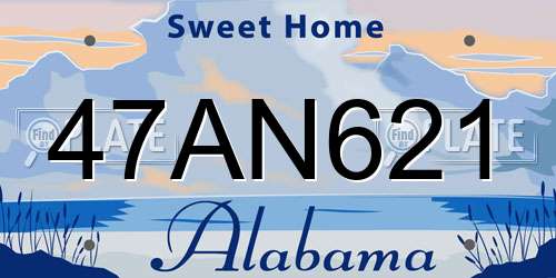 47AN621 Alabama License Plate