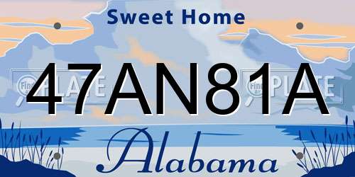 47AN81A Alabama License Plate