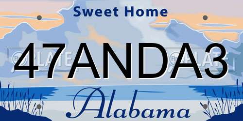47ANDA3 Alabama License Plate