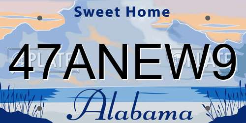 47ANEW9 Alabama License Plate