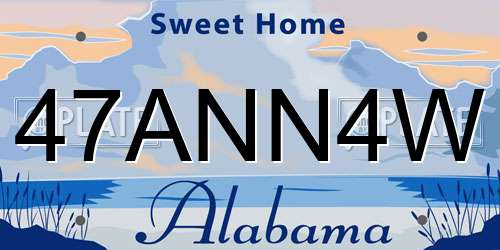 47ANN4W Alabama License Plate