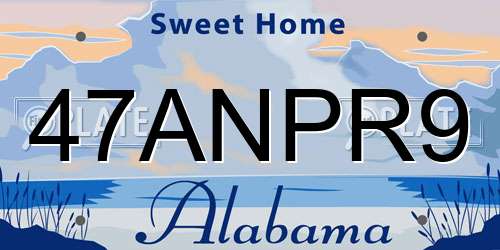 47ANPR9 Alabama License Plate