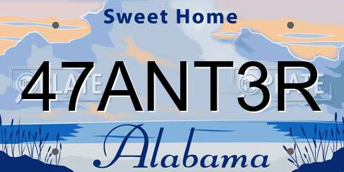 47ANT3R Alabama License Plate